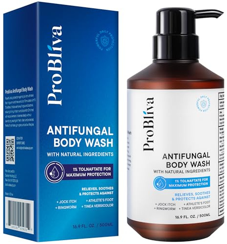 Antifungal Body Wash Treatment Soap – Antibacterial Wash for Jock Itch, Ringworm, Back Acne, Tinea & Foot Odor – Medicated Skin Relief Cleanser Gel with Tea Tree Oil & Tolnaftate for Men and Women
