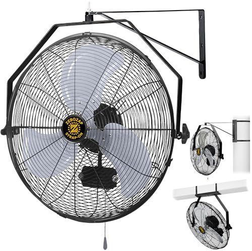 ZeboZap Walll and Pillar Mount Fan18 Inch IP44 Waterproof, 10ft Power Cord, 3 Speed, 4000CFM, Best for Commercial, Warehouse, Greenhouse, Workshop, Covered Patio, Gazebo and Factory, ETL Certified