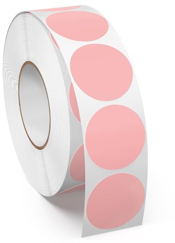 Meitaat 1000 Pièces Gommettes Rondes Roses 25 mm Autocollantes Pastilles Adhésives Étiquettes Circulaires en Vinyle et Étanches pour Bureau & Entrepôts