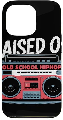 RAISED ON OLD SCHOOL HIPHOP Boombox Années 80 Musique Rap Coque pour iPhone 13 Pro