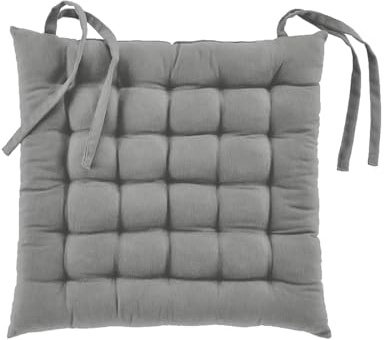 Acomoda Textil – Cojines para Silla de Espuma con Tela y Cintas de Sujeción 38x38 cm. Asiento Acolchado, Mullido y Cómodo para Interior y Exterior de Comedor, Jardín y Terraza (Gris, 6 Unidades)