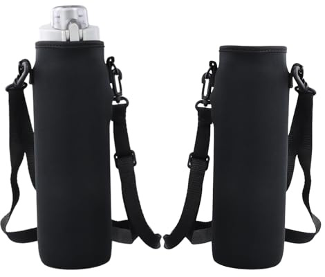 Aurafly 2 Pcs Bolsa de Botella de Agua, Fundas Portátiles para Botellas de Agua 8x22cm Bolsa con Bandolera para botella de Agua con Correa de Hombro Ajustable para Correr Senderismo Ciclismo Camping