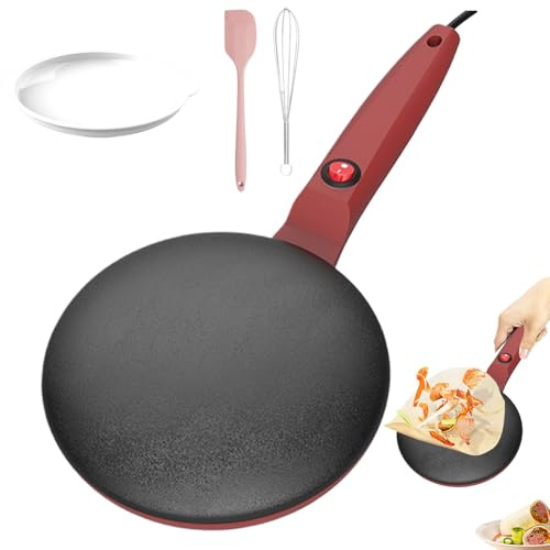 Crepera – Placa Eléctrica Antiadherente De 7,8 Pulgadas, Superficie De Calentamiento Instantáneo, Controlador De Temperatura Automático, Aparato De Cocina Compacto Con Mango Ergonómico | Para Hacer Pa