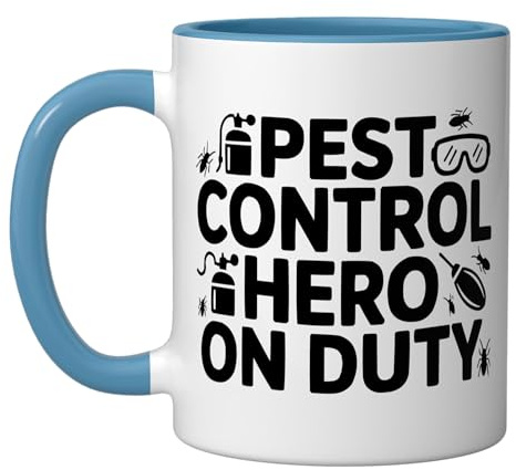 Exterminator Pest Control Worker Disinfector Pest Controller Ceramic Mug, Blue/White