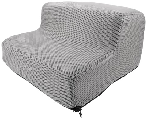 jojofuny Escalier pour Animaux de Compagnie à 2 Marches Antidérapantes en Mousse Haute Densité, Taille Compacte pour Chiens et Chats, Couleur Gris Clair, Marchepied pour Canapé et Lit, 1