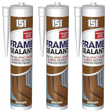 151 Frame Sealant for UPVC, Wood, and Metal Frames, Brown, 280ml, Acrylic-Based, Weatherproof, Paintable, Pack of 3