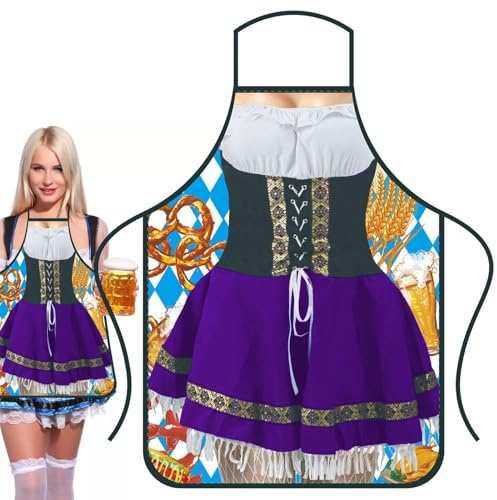 Tyskt festförkläde | Dirndl Oktoberfest-klänning förkläden, oktoberfest med justerbara bindningsrep för matlagning trädgårdsskötsel BBQ bakning