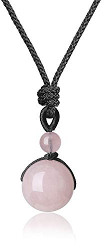 COAI Collana da Uomo e da Donna con Pendente Sfera in Pietre Dure Semi Preziose, Collana Regolabile Unisex Bilanciamento Reiki con Ciondolo in Pietra Naturale