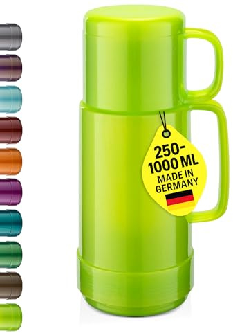 ROTPUNKT Isolierflasche 0,25 L mit integriertem Becher - Hochwertige Isolierkanne Made in Germany I Bis zu 24 h heiß & 36 h kalt (Andreas 80, Shiny Pear)