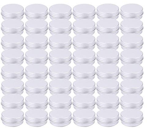 Tosnail 48 Pack Mini Round Aluminum Tins, 0.5 OZ 15 ML Lip Balm Container with Screw Thread Lid, Empty Spice & Travel Tin Storage Jars