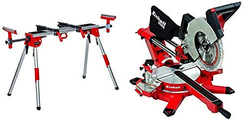 Einhell Untergestell + Zug Kapp Gehrungssäge TE-SM 2534 Dual (1800 W, Sägeblatt Ø 250 mm, Schnittbreite 310 mm, Softstart, schwenkbarer Sägekopf, Laser, LED-Licht)