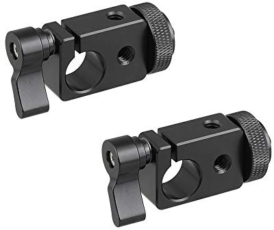 CAMVATE 15mm Single Rod Clamp Adapter mit schwarzem Rändelschraubensperrknopf (2 Stück)