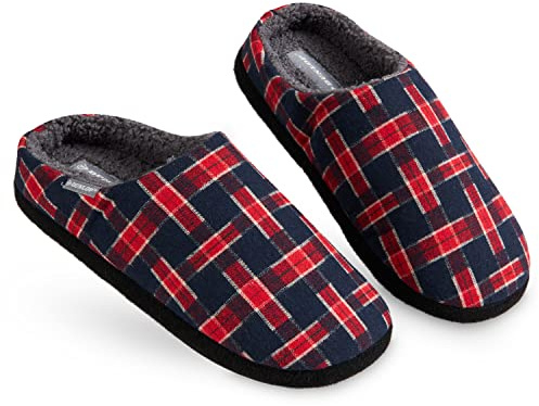 Dunlop Herrstaller, bekväma skumskum för minneskum för män, varma faux fårskinns tofflor män, inomhus utomhus anti slip house skor, gåvor för män tonårspojkar, 8 Storbritannien, Maringrå