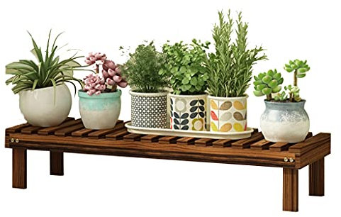 LAIYUTING Pflanzenregale Garten Stufenhölzerner Blumenständer Balkongrünpflanzenständer Wohnzimmerblumentopfständer Gartendekorationsständer (Color : Brown, Size : 78x25x15cm)