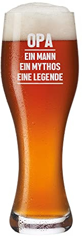 polar-effekt Weizenbierglas 0,5 L mit Wunschmotiv Gravur - München Weizenglas Geburtstagsgeschenk für Männer - Großvater - Weihnachten - Geschenk-Idee - Motiv Opa eine Legende