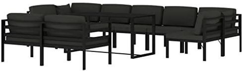 vidaXL 10-TLG. Garten-Lounge-Set mit Kissen Aluminium Anthrazit