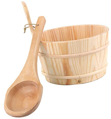 Generic Glatter Saunaeimer Und Schöpfkelle mit Griff SPA Badzubehör