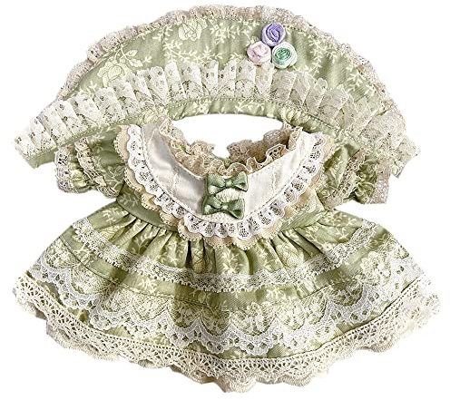 niannyyhouse 20 cm Plüsch-Puppenkleidung, Vintage-Spitze, florales Spitzenkleid, Kopfbedeckung, 20,3 cm, Puppenzubehör (hellgrün)