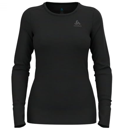 Odlo Sous-vêtements thermiques pour femmes Merino 200 I Sous-vêtements en laine mérinos pour femmes I T-shirt thermique à manches longues T-shirt thermique à manches longues et col rond I Femmes