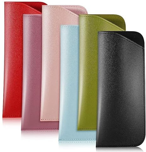 XoeLLe 6 Pezzi Custodia Occhiali, Morbida Custodia Occhiali da Sole, Portatile Scatola per Occhiali, Impermeabile Slim Sunglasses Pouch per Occhiali, Montature, Cosmetici, Penne, Schede