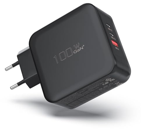 BIUBOTY Chargeur USB C 100W, 3 Ports d'alimentation pour Ordinateur Portable GaN Tech PD PPS Fast Chargeur Rapide, Adaptateur de Charge pour MacBook Pro/Air, iPhone 15/14/13/12, Samsung S24/23 Ultra