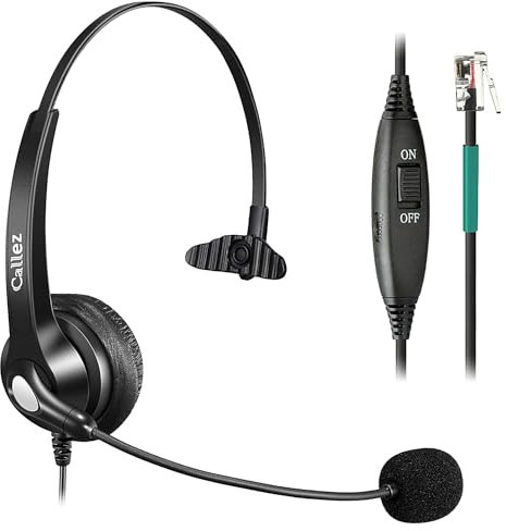 Callez RJ9 Phone Headset with Microphone Noise Cancelling, Office Telephone Headset Compatible with Polycom NEC Avaya BT Converse Paragon Mitel Alcatel ShoreTel Siemens Fanvil InterTel Landline Phones