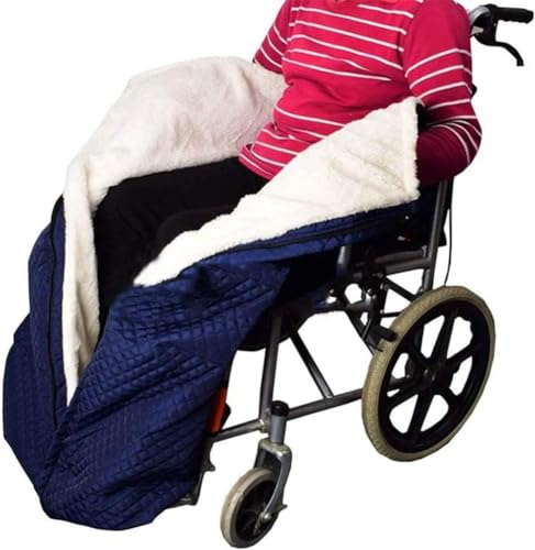 QiuShuiDr Rollstuhl Fußsack Winter, Erwachsene Fleece Gefüttert Schützt Vor Regen Kälte Und Wind Taschen Unterkörper Rollstuhldecke