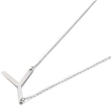 Halskette Damen Buchstaben, Damen Halskette mit Anhänger Edelstahl Buchstabe Y Kabel Kette Silber Schmuck für Geburtstag