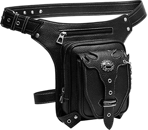 FiveloveTwo Punk Multifunktional Tactical Hip Bag Hüfttasche Beintasche Reisen Klettern Sport Radfahren Joggen Gürtelbefestigung Schenkel Wanderrucksäcke PU Leder Tasche