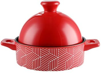 LVYUDS 1.1 Quart Tagine, Ceramics Tajine Moroccan High Temperature Resistance Cone-Shaped Lid Compatible with Gas Stoves Cooking Claypot Rice, Chef Mom Gift(Color:Red)
