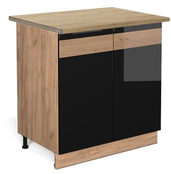 Vicco Herdumbauschrank R-Line, Anthrazit Landhaus, 60 cm, AP Marmor, zur freien Kombination innerhalb modularer Küchensysteme