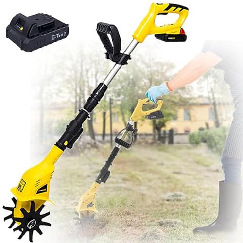 ylpddmm Motobineuse sans Fil avec Batterie au Lithium 20 V, motobineuse électrique Motoculteur électrique, Cultivateur avec Batterie pour pelouse, Yard, Culture du Sol