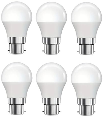 LED Bulb B22 Bayonet G45 A15 5w Equivalent 40w Energy Saving Lighting for Pendant Lamp Table Lamp Wall Lamp Cabinet Lamp(B22 G45 5W Cool White 6500k,6PCS)