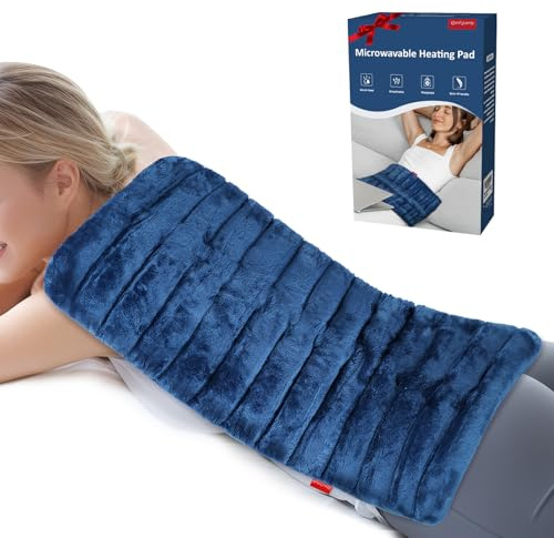Comfytemp XXL Microwavable Wheat Bag with Larger Coverage 28x55cm, 3.6lb Weighted Heating Pad for Back, Abdomen, Neck & Shoulder, Soothing Moist Heat for Muscle Discomfort, Joint Stiffness