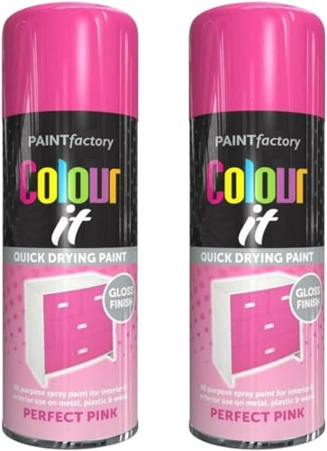 MIXEL Perfect Pink Gloss Spray Paint, Quick Drying Formula, Long-Lasting, Easy-to-Apply, Ideal for Craft Projects, Home Décor, Furniture, Automotive, Interior and Exterior Use, 250ml, (2 Pcs)