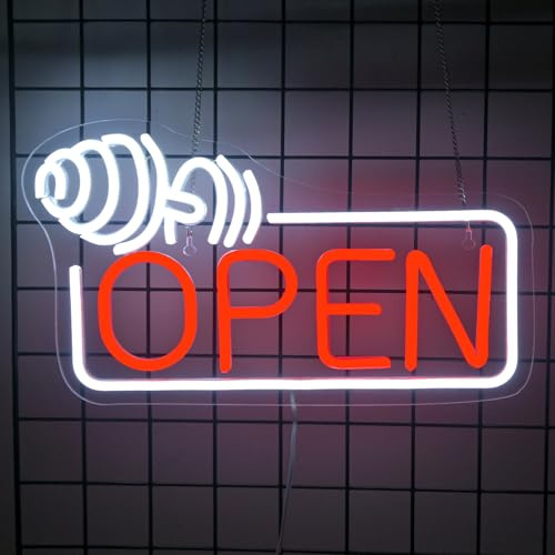 Gym Open Neon Schild Hantel Dimmbare Wanddekoration Licht für Sportraum | 37*21CM,Einstellbare Helligkeit (5 Stufen),USB Stromversorgung,Für Fitnessstudio,Sportraum,Workout-Bereich,Home Gym,Garage