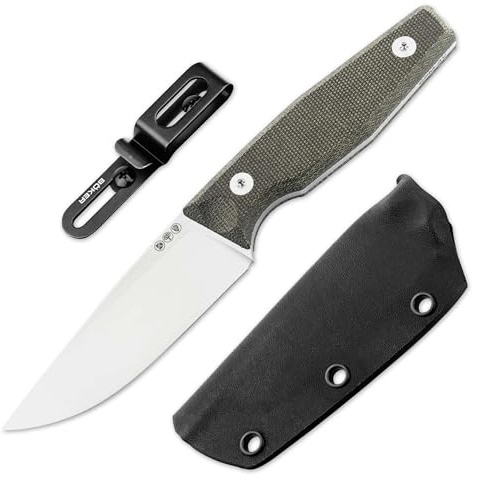Böker GERMANY® Daily Knives AK4 - Fulltang Messer feststehend mit 9,8 cm CPM-3V Klinge - Pfadfinder Fahrtenmesser - EDC Messer 42a konform mit Kydex-Scheide & Micarta Griff grün - Made in Germany