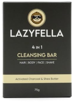 FFS Beauty Lazyfella 4-in-1 Grooming Bar for Men | Face, Body, Hair & Shave Soap | With Rhassoul Clay, Activated Charcoal & Shea Butter | Vegan, Plastic-Free