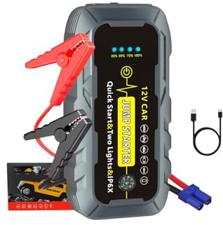 MAPASU Jump Starter Power Pack, Portable 12V Battery Booster with Jump Leads, Emergency Battery Car Jump Starter Power Bank for Up to 6.0L Petrol, 4.0L Diesel