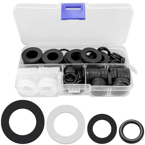 90 Stk Gummi Schlauch Unterlegscheiben, Gummitülle Dichtungsringe Set, Schlauchverbinder, Gummiflachdichtung für Wasserhahn, Duschkopf, 40 Stk 1/2, 3/4 Zoll Unterlegscheiben, 20 Stk Schlauch O-Ringe