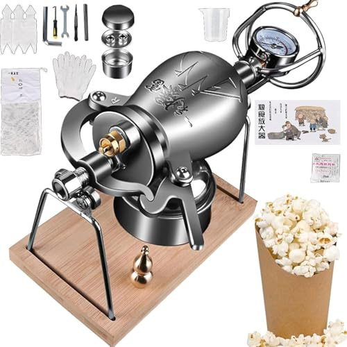 Machine à popcorn vintage haute pression pour la maison, petite machine à rôtir professionnelle en acier inoxydable 304 pour les réunions de famille, les études, les fêtes (360 ml)