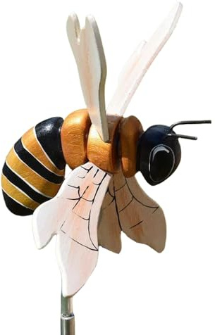 Bienenwindspinner, drehbares Windrad aus Holz, dekoratives Gartenornament, wetterbeständiges Design, lebendiger Outdoor- für, Rasen, Hof, Terrasse, Hof, Hinterhof