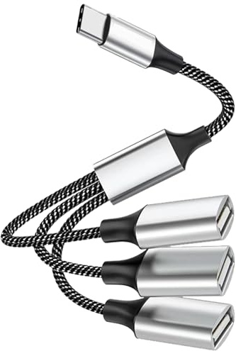 Leloco USB C Splitter 1 zu 3, Typ C Stecker zu 3 USB A Buchse Kabel Adapter, Typ C Verteiler für Strom und Daten, Kompatibel mit Mobiltelefone, Tablets, Lapto, Mac, PS4, PS5 usw