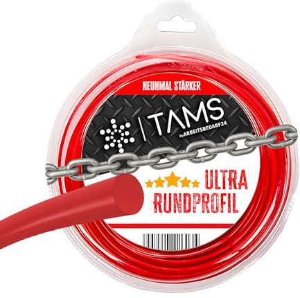TAMS Trimmerfaden ULTRA 2,7 mm x 80 m – Mähfaden Rundprofil | 9-fach verstärkt, reißfest & hitzebeständig | Profi-Faden für Rasentrimmer & Freischneider |Rot