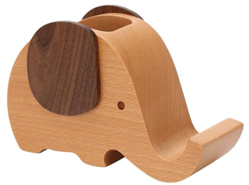 HOMOBABE Holz Telefonständer Für Den Schreibtisch Elefanten-Handyhalter Mit Stifthalter Schreibtisch-Organizer Für Büro Klassenzimmer Und Zuhause 3.46X1.97X1.61In
