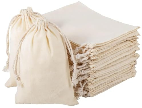 ZHITENG 30 Stück Baumwollsäckchen, 10 × 14 cm Stoffbeutel mit Kordelzug Baumwollbeutel Klein Wiederverwendbare Säckchen zum Befüllen Stoffsäckchen, für DIY Geburtstag Hochzeit Party Mitbringsel