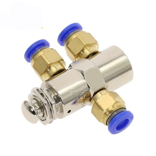 Zylinder Pneumatisches Mechanisches Ventil 2 Positionen 5 Wege Entlüftungsventil M5 Gewinde Druckknopfschalter TV-4P W Armaturen 1St(TAC2-4P-PC4MM)