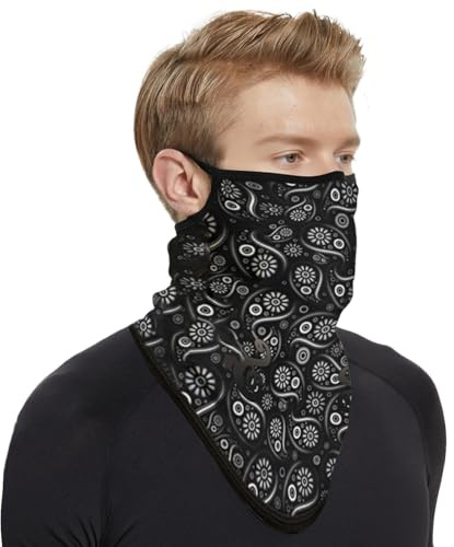 2XK-NOV Winter Loop Schal Herren & Damen, Winddichte Schlauchtuch, Halswärmer Halstuch, Ohr Hängend Maske, Fahrradmaske Scarf für Ski, fahrrad, motorrad, jagd (Blume)