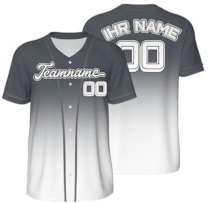 Custom Tshirt Herren Baseball Trikots Personalisiert mit Teamname&Name&Nummer Selbst gestalten Baseball Shirt Damen American Football Trikot für Jugendliche Sportuniform Jersey