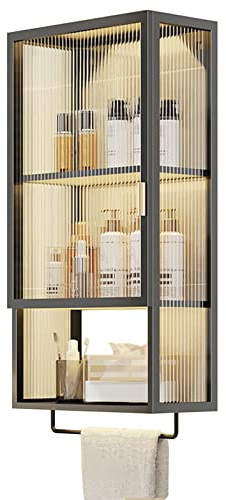 Armadietto da bagno salvaspazio con portasciugamani e porta shampoo, senza trapano, lavanderia e cucina nizer per farmaci e lavandini